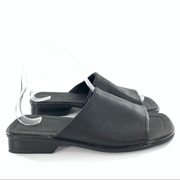 Montego Bay Club womens sandals size 8.5 black leather square toe vintage 90s - Picture 12 of 12